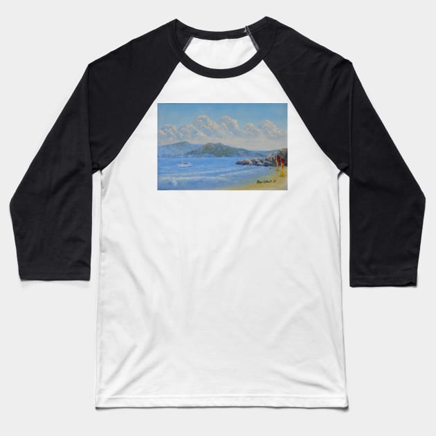 Townsville from Picnic Bay - Oil Baseball T-Shirt by pops